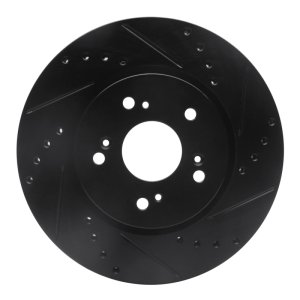 Acura RDX Brake Rotor (1) - Front Right - R1 Concepts - Drilled & Slotted - Black - `07-`16